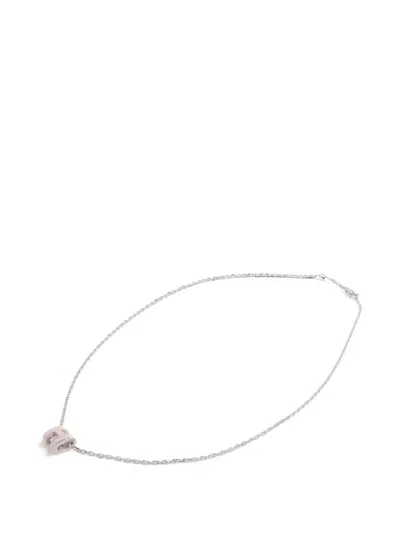 Pre-owned Hermes Mini Pop H Necklace In Silver