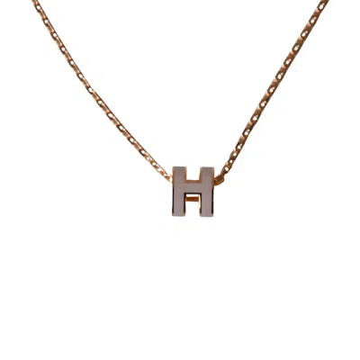 Pre-owned Hermes Mini Pop H Necklaces Rose Gold Hardware Marron