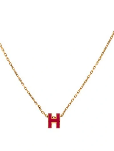Pre-owned Hermes Mini Pop H Pendant Necklace, 15.5" In Multicolor