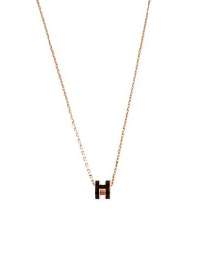 Pre-owned Hermes Mini Pop H Pendant Necklace, 15.75" In Multi