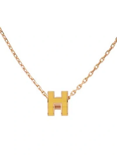 Pre-owned Hermes Mini Pop H Pendant Necklace, 15.75" In Multi