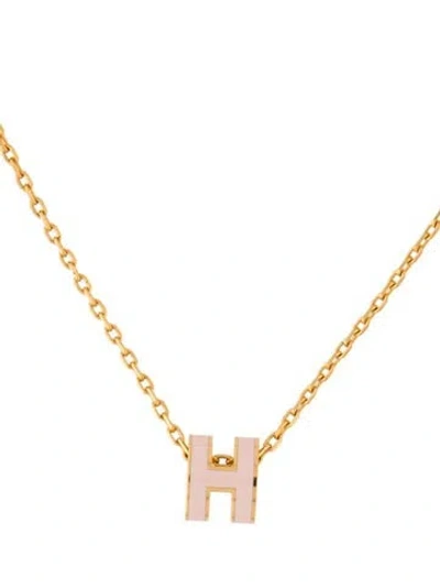 Pre-owned Hermes Mini Pop H Pendant Necklace, 16" In Multicolor