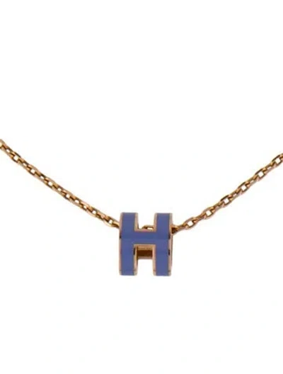 Pre-owned Hermes Mini Pop H Pendant Necklace, 16" In Purple