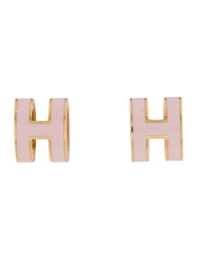 Pre-owned Hermes Mini Pop H Stud Earrings In Multi
