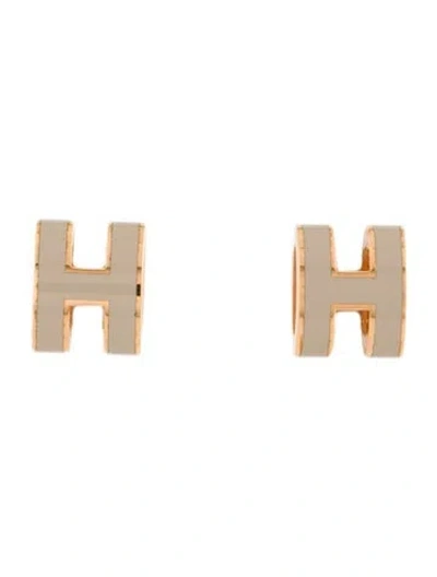 Pre-owned Hermes Mini Pop H Stud Earrings In Multi