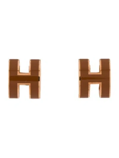 Pre-owned Hermes Mini Pop H Stud Earrings In Multi