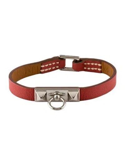 Pre-owned Hermes Mini Rivale Bracelet In Red