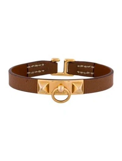 Pre-owned Hermes Mini Rivale Simple Tour Bracelet, 6" In Brown