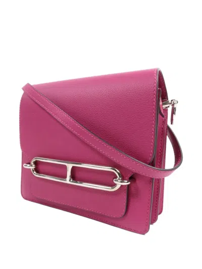 Pre-owned Hermes Mini Roulis Evercolor-leather Shoulder Bag In Pink