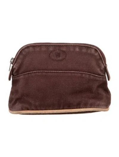 Pre-owned Hermes Mini Toile Bolide Cosmetic Pouch In Purple