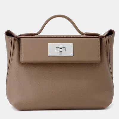 Pre-owned Hermes Mini Van Quatre Etoupe Evercolor Swift Leather Bag In Brown