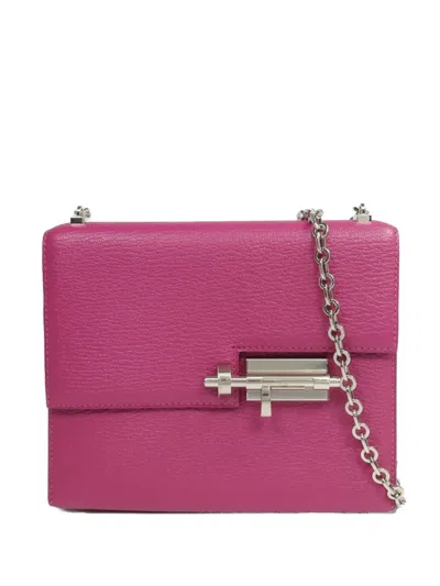 Pre-owned Hermes Mini Verrou Chevre-leather Chain Crossbody Bag In Pink