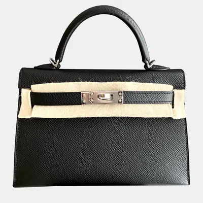 Pre-owned Hermes Minikelly Gen 2 Black With Palladium Hardware Epsom G Stamp In Multi