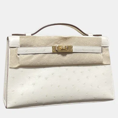 Pre-owned Hermes Minikelly I2 Nata Ostrich Gold Hw In Orange