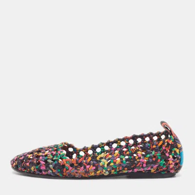 Pre-owned Hermes Minorque Size 36 Multicolor Woven Fabric Ballet Flats