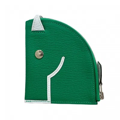 Pre-owned Hermes Mint Green Chevre Myzore Leather Coin Purse/coin Case ()