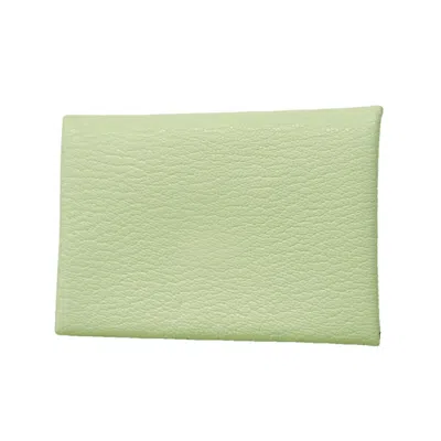 Pre-owned Hermes Mint Green Chevre Myzore Leather Coin Purse/coin Case ()