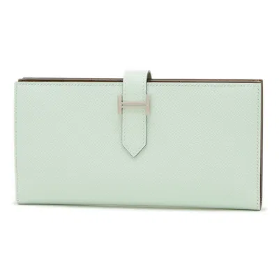 Pre-owned Hermes Mint Green Vert Epsom Leather Wallet (bi-fold) ()