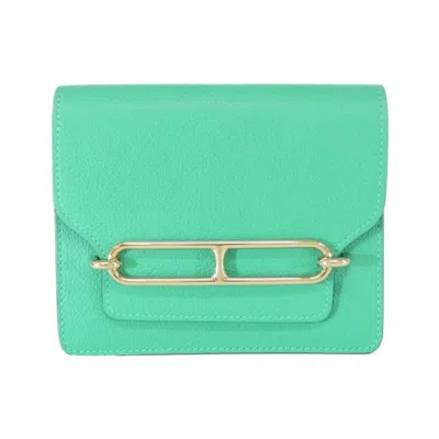 Pre-owned Hermes Mint Green Wallet (bi-fold) ()