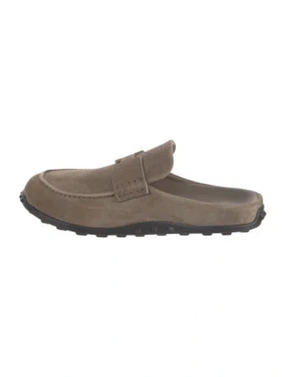 Pre-owned Hermes Mix Suede Mules In Neutrals