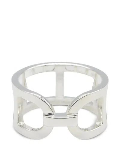 Pre-owned Hermes Mm Chaine D'ancre Ring In Silver