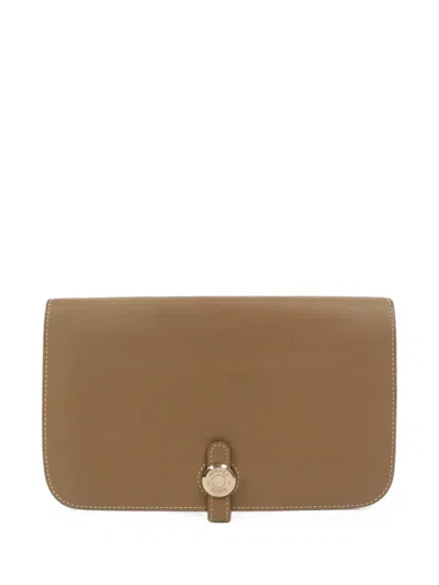 Pre-owned Hermes Mm Dogon Wallet In Brown