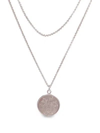 Pre-owned Hermes Mm Ex Libris Necklace In Pink