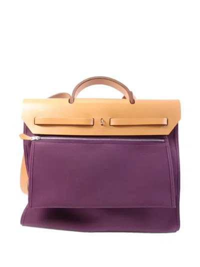 Pre-owned Hermes Mm Herbag Tote Bag In Purple