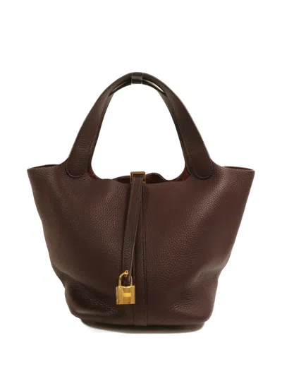 Pre-owned Hermes Mm Picotin Handbag In Brown