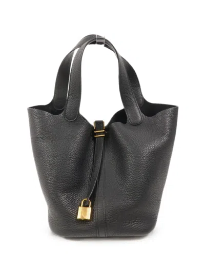 Pre-owned Hermes Mm Picotin Lock Tote Bag In Black
