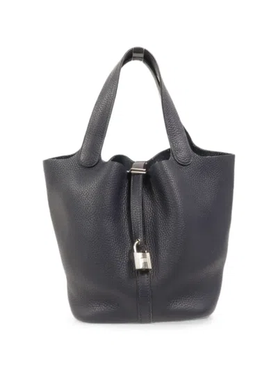 Pre-owned Hermes Mm Picotin Lock Tote Bag In Blue
