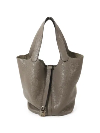 Pre-owned Hermes Mm Picotin Shoulder Bag In Gray
