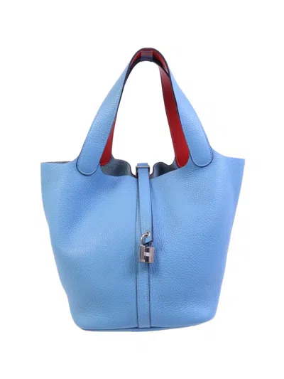 Pre-owned Hermes Mm Picotin Tote Bag In Blue