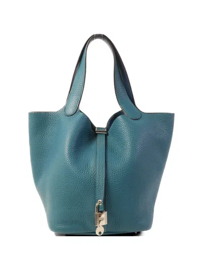 Pre-owned Hermes Mm Picotin Tote Bag In Blue