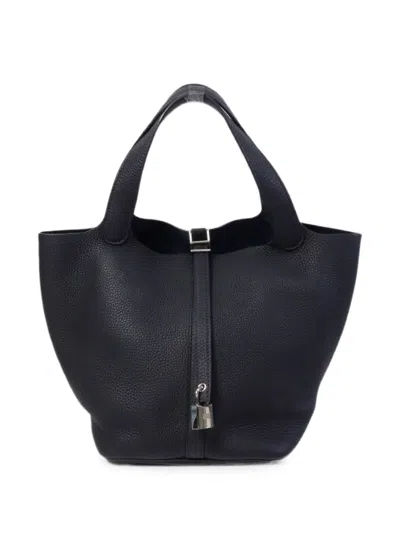 Pre-owned Hermes Mm Picotin Tote Bag In Blue