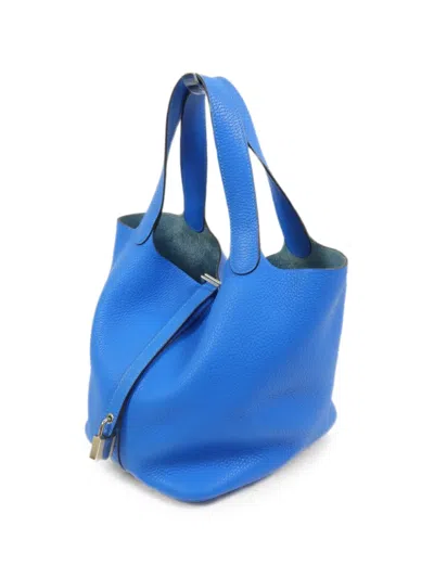 Pre-owned Hermes Mm Picotin Tote Bag In Blue