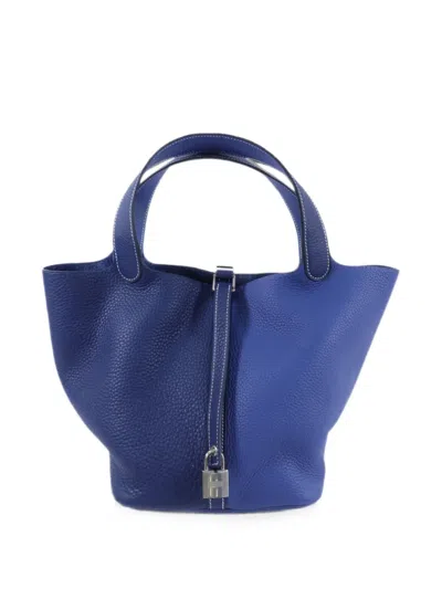 Hermes Mm Picotin Tote Bag In Blue