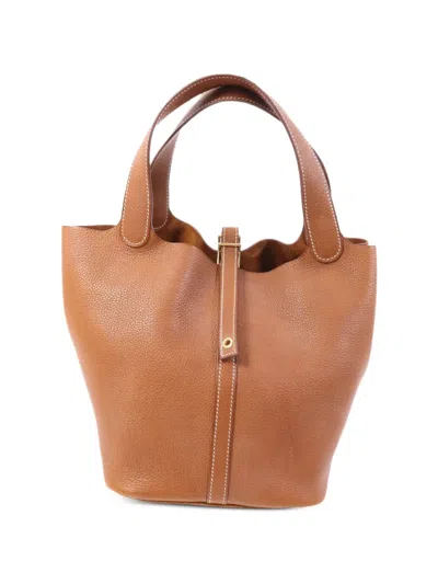 Pre-owned Hermes Mm Picotin Tote Bag In Brown