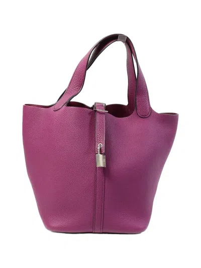 Pre-owned Hermes Mm Picotin Tote Bag In Purple