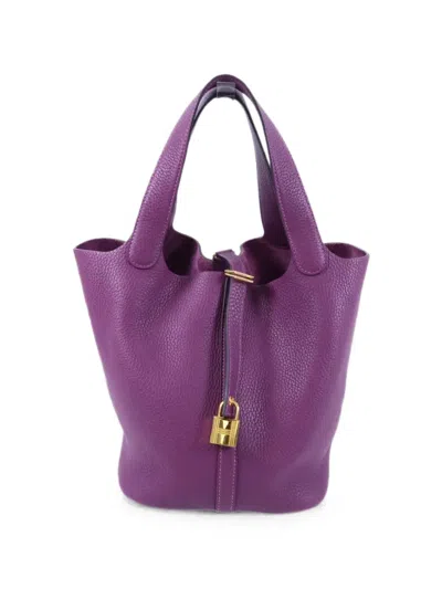 Pre-owned Hermes Mm Picotin Tote Bag In Purple