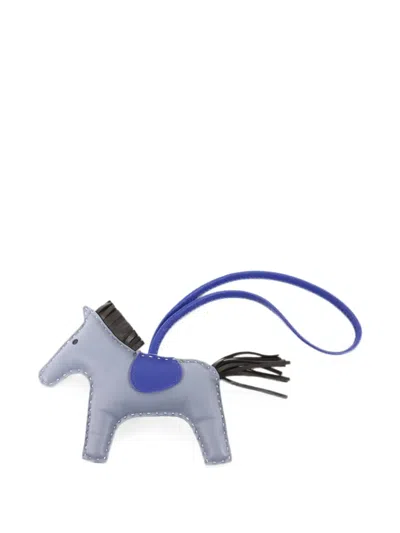 Pre-owned Hermes Mm Rodeo Bag Charm In Blue