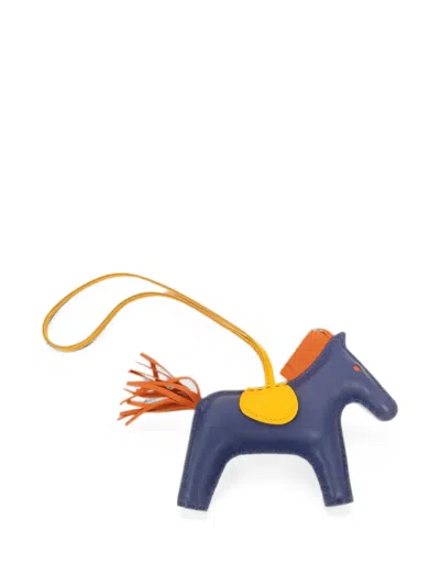 Pre-owned Hermes Mm Rodeo Bag Charm In Blue