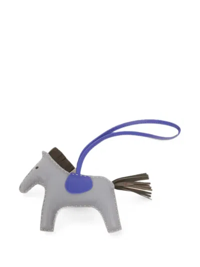 Pre-owned Hermes Mm Rodeo Horse Bag Charm In Blue