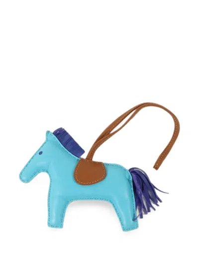 Pre-owned Hermes Mm Rodeo Horse Bag Charm In Blue
