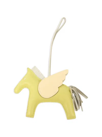 Pre-owned Hermes Mm Rodeo Pegase Bag Charm In Yellow