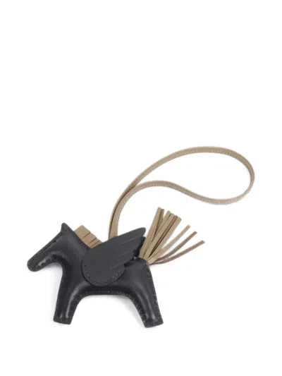 Pre-owned Hermes Mm Rodeo Pegase Charm In Brown