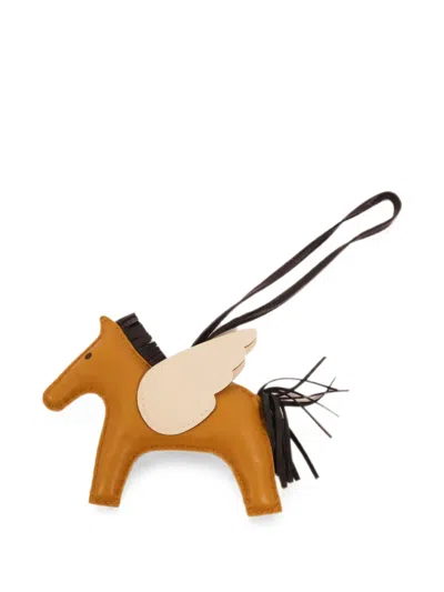 Pre-owned Hermes Mm Rodeo Pegaso Bag Charm In Neutral