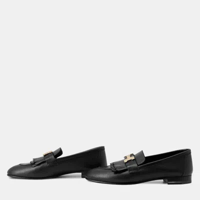Pre-owned Hermes Mocassins Royale Black Leather Size 35.5