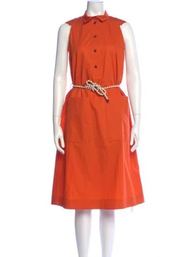 Pre-owned Hermes Mock Neck Knee-length Dress In Orange