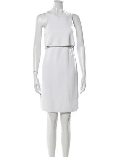 Pre-owned Hermes Mock Neck Knee-length Dress In White